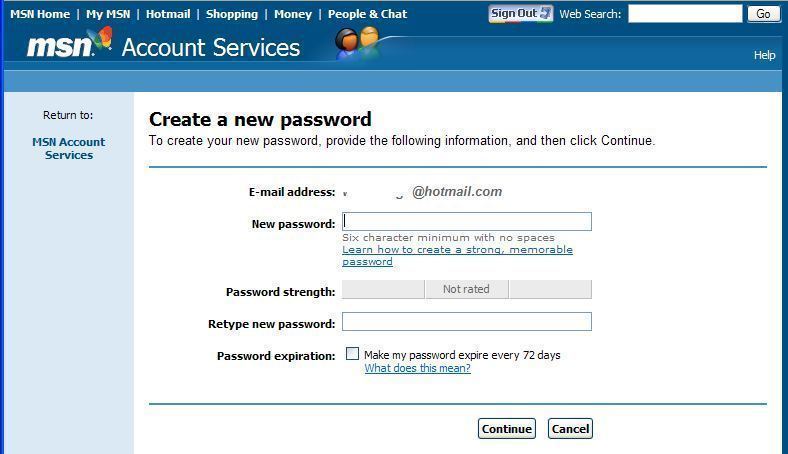 Reimposta la password di posta di Hotmail