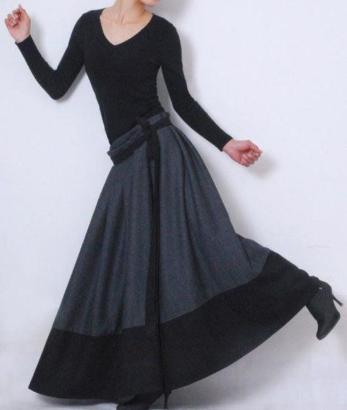 Co je možné nosit s dlouhou vlněnou sukní v zimě