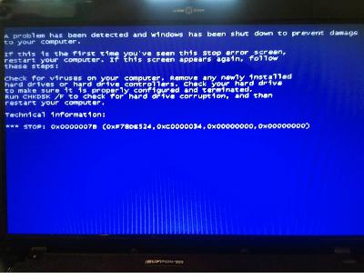 Quando si installa lo schermo blu di Windows XP.