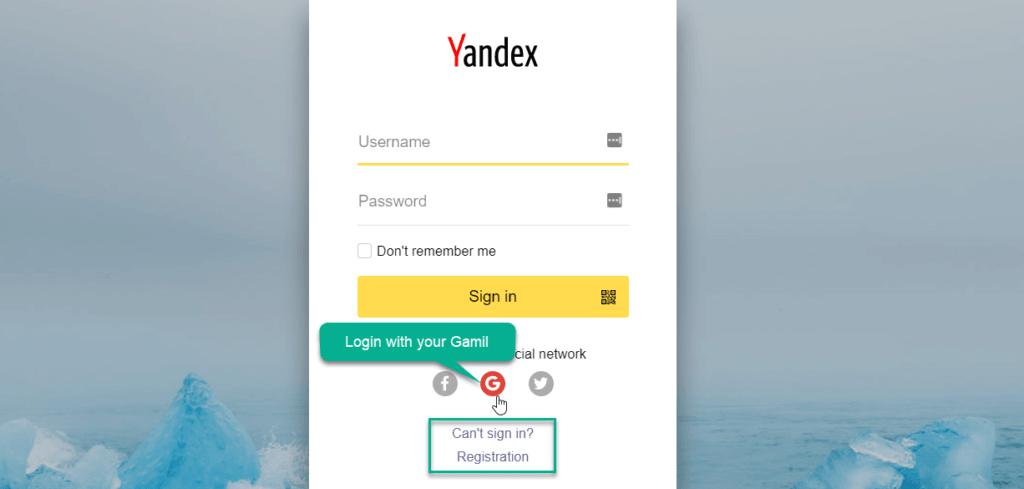Prijava Yandex