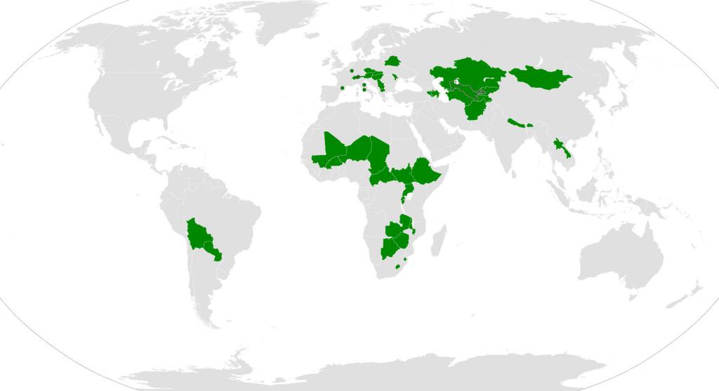 Карта земаља без излаза на море