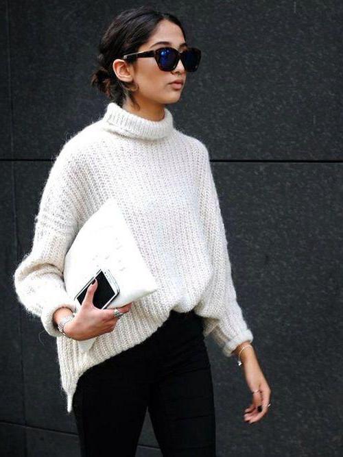 бял пуловер женски