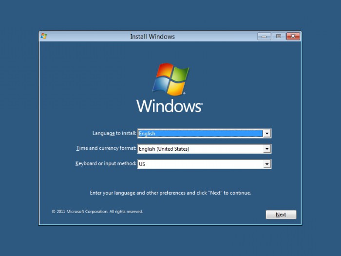 kako pokrenuti Windows 7 Installer