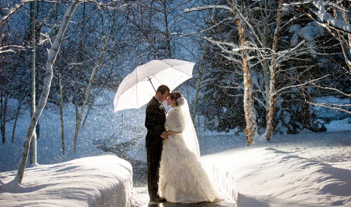 Zimní svatební fotografie