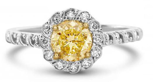 anello di diamanti in oro bianco e giallo
